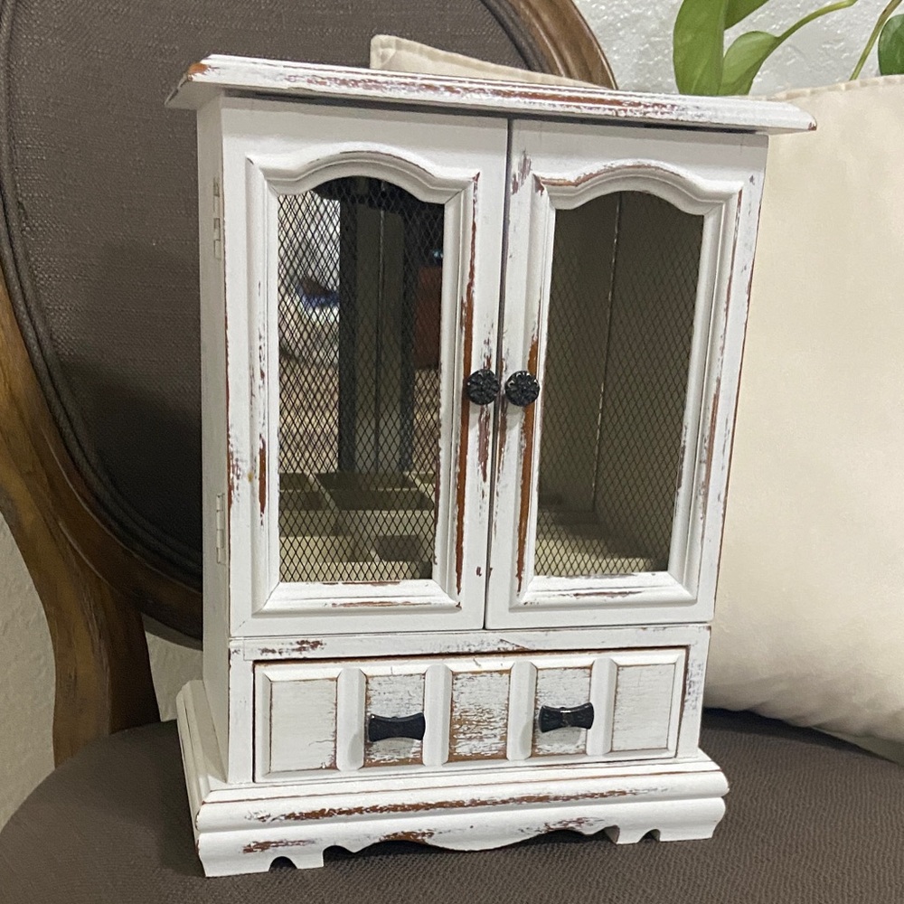 White Distressed Wooden Cabinet